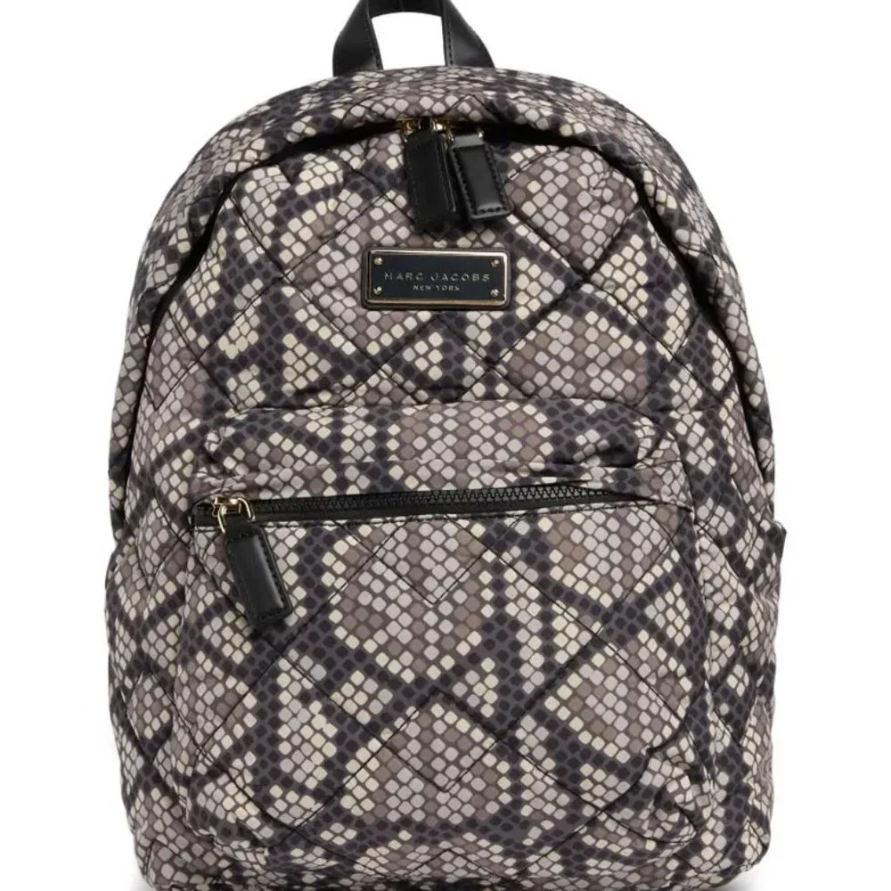 MARC JACOBS Quilted Nylon Printed Backpack